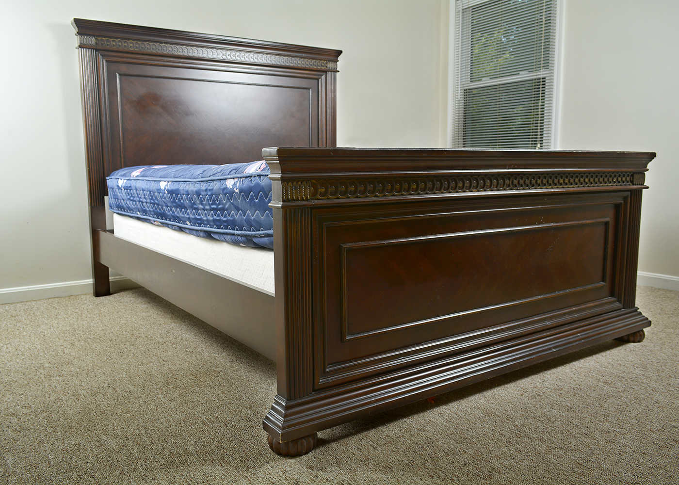 Dark Stain Cherry Queen Bed Frame