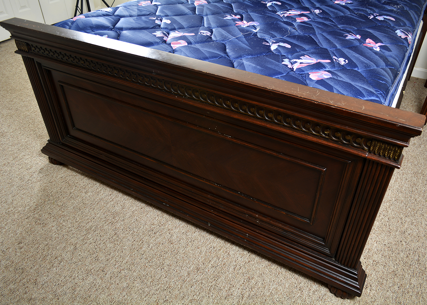 Dark Stain Cherry Queen Bed Frame