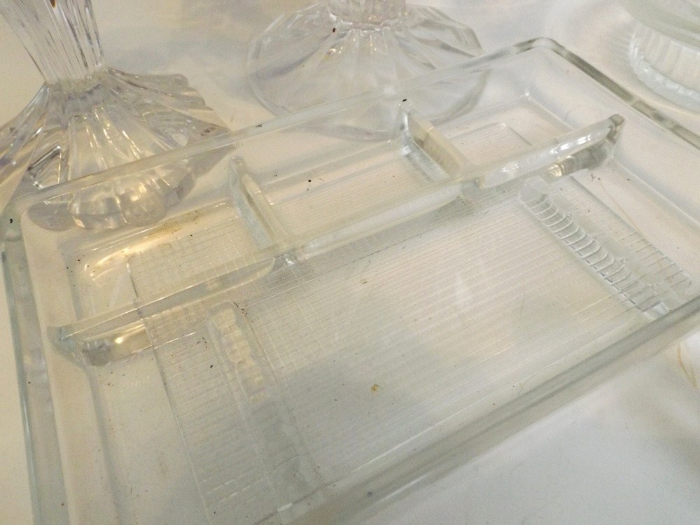 Vintage Pressed Glass Collection and Crystal Candleholder