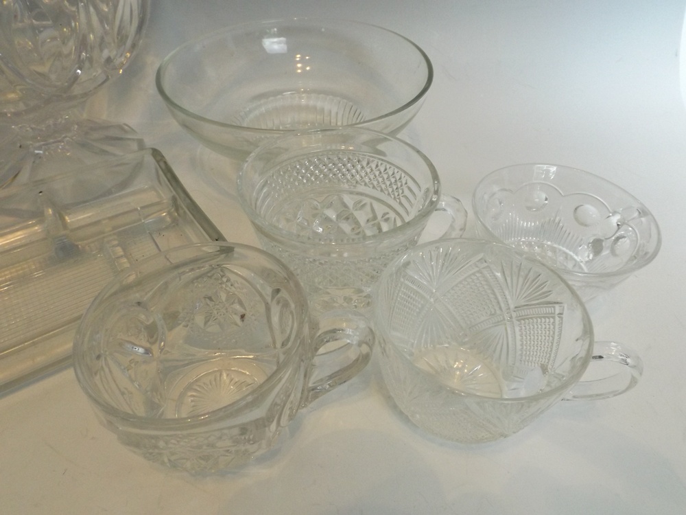 Vintage Pressed Glass Collection and Crystal Candleholder