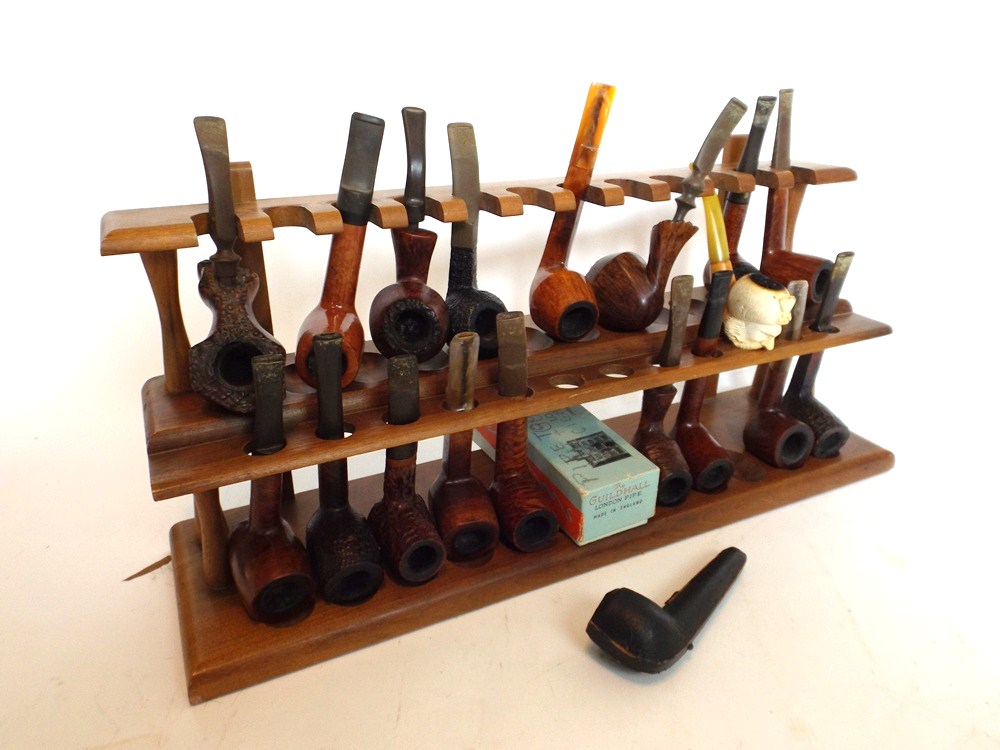 Vintage Pipe Collection with Display Stand