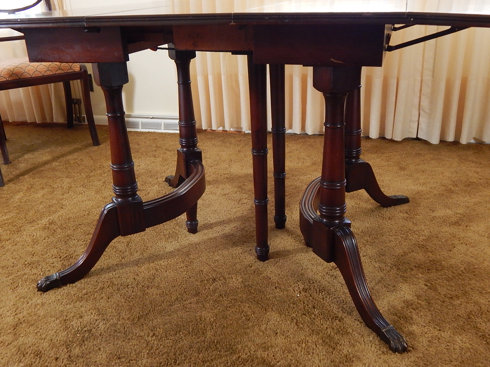 Mahogany Duncan Phyfe Styled Dining Table and Chairs