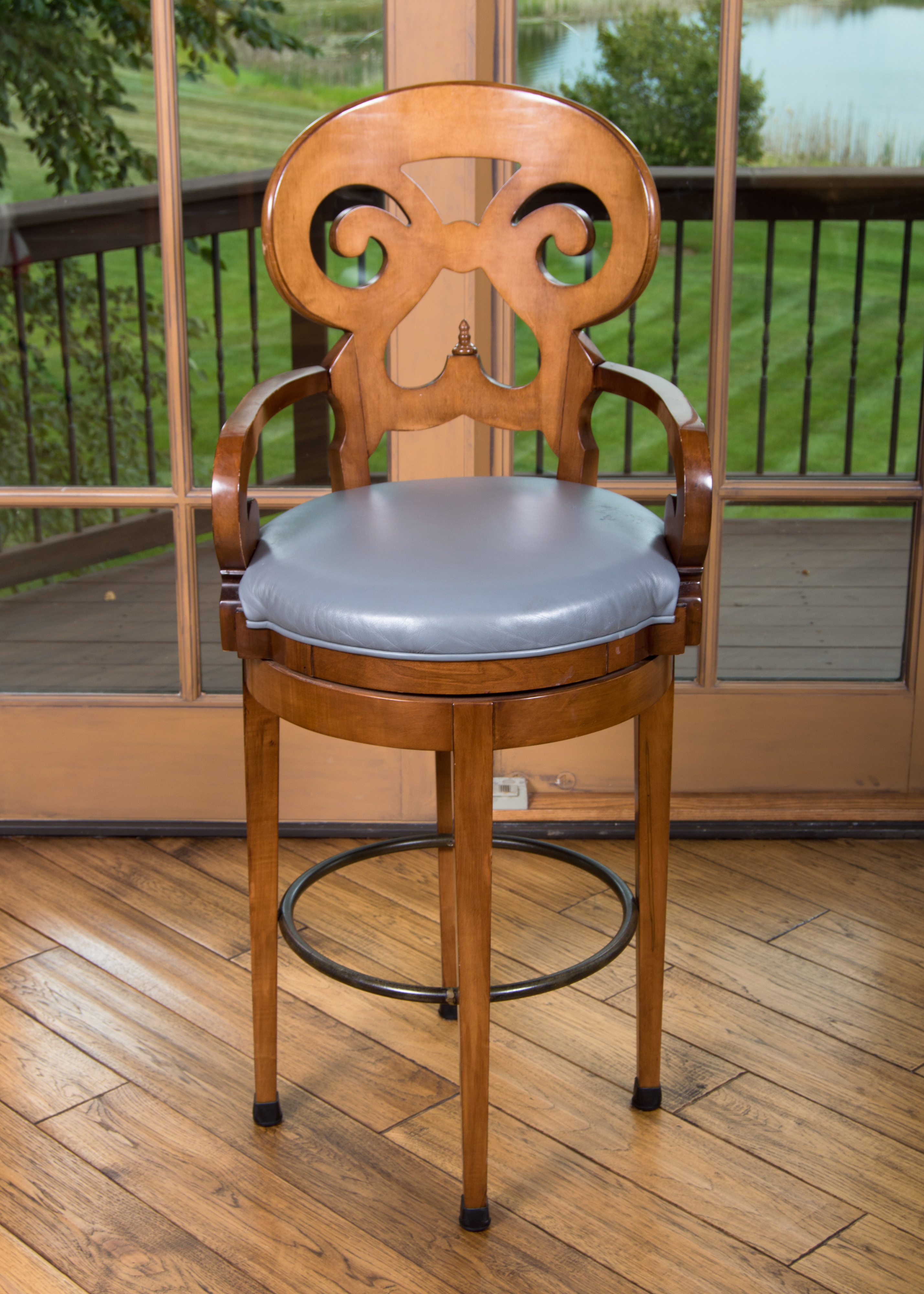 Swaim Swivel Arm Bar Stools with Leather Seats - Set of 4