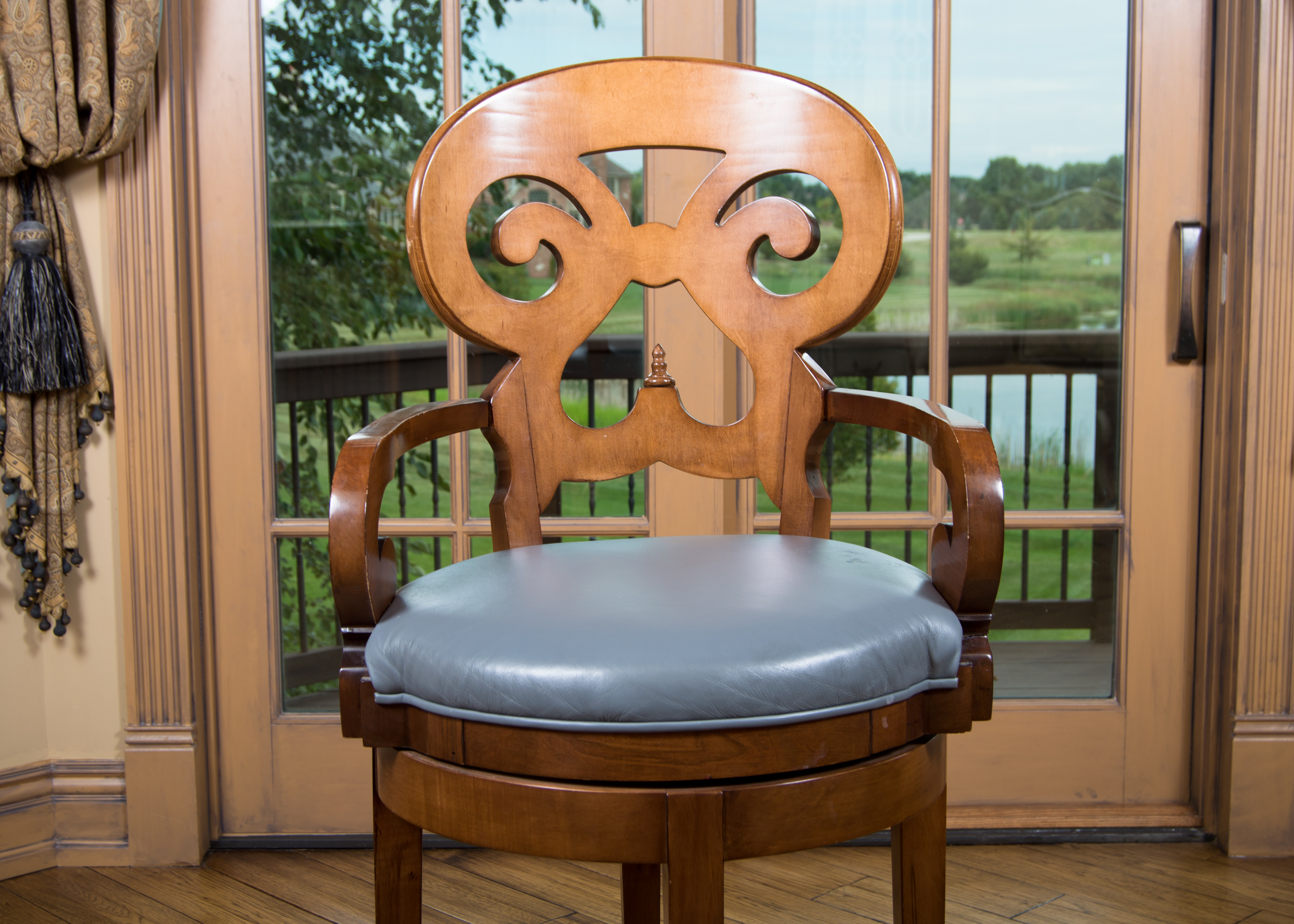 Swaim Swivel Arm Bar Stools with Leather Seats - Set of 4