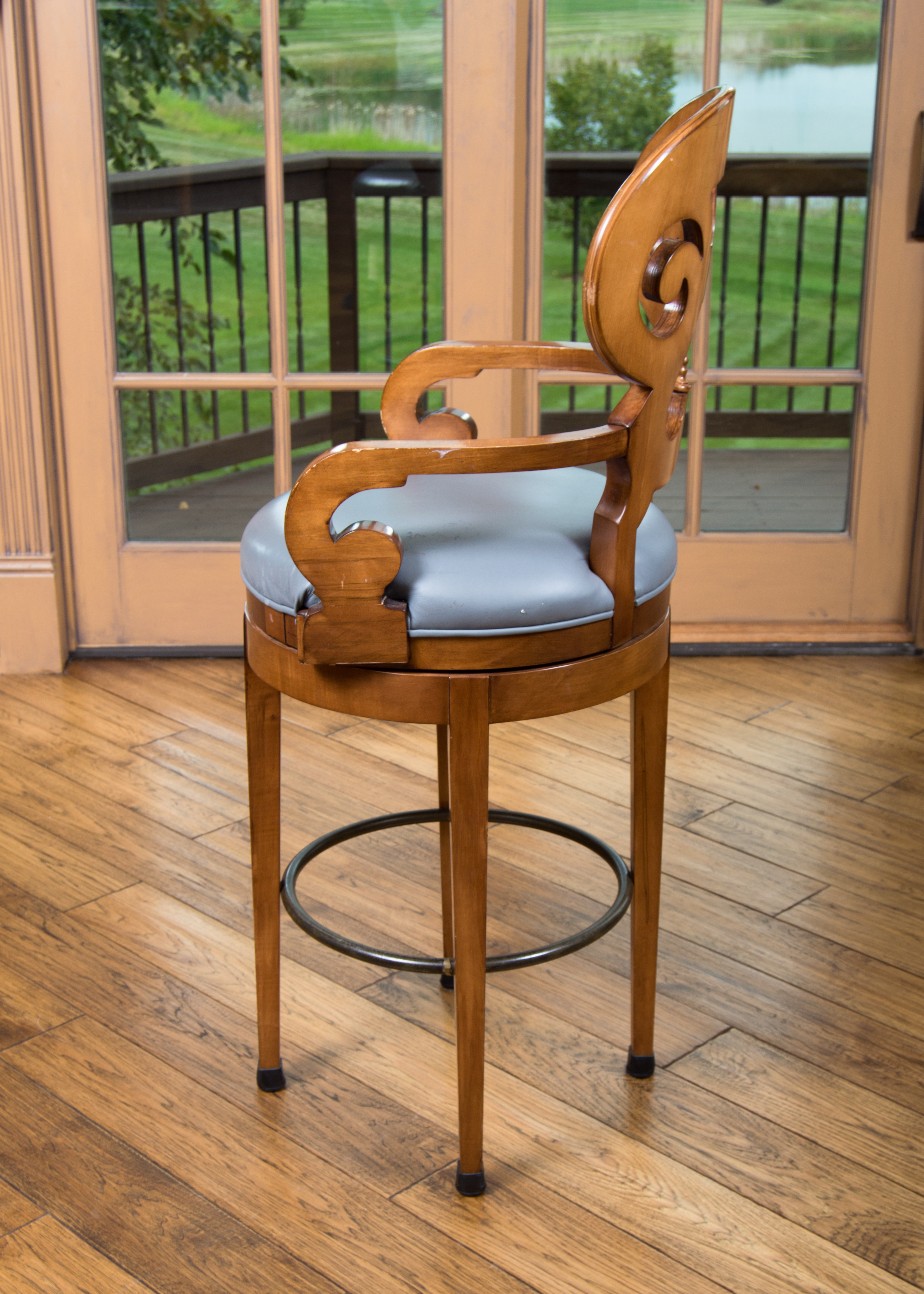 Swaim Swivel Arm Bar Stools with Leather Seats - Set of 4