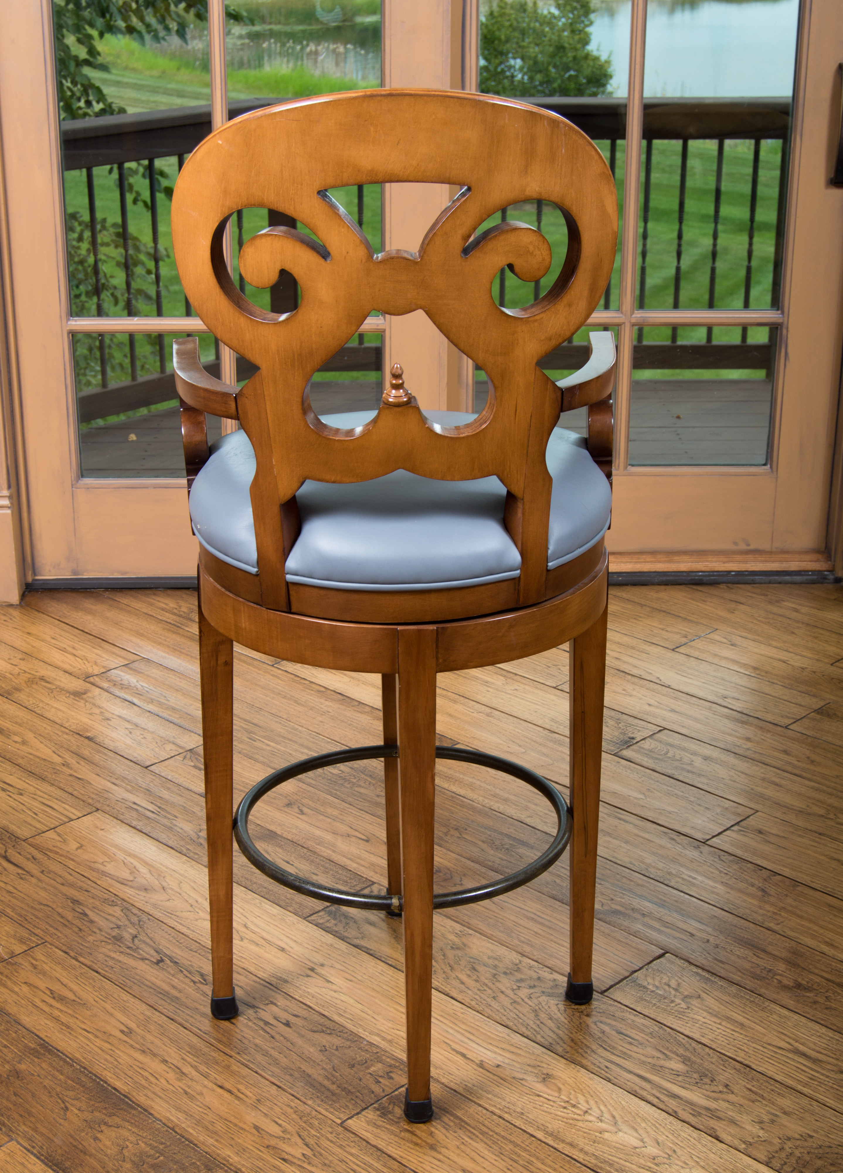 Swaim Swivel Arm Bar Stools with Leather Seats - Set of 4