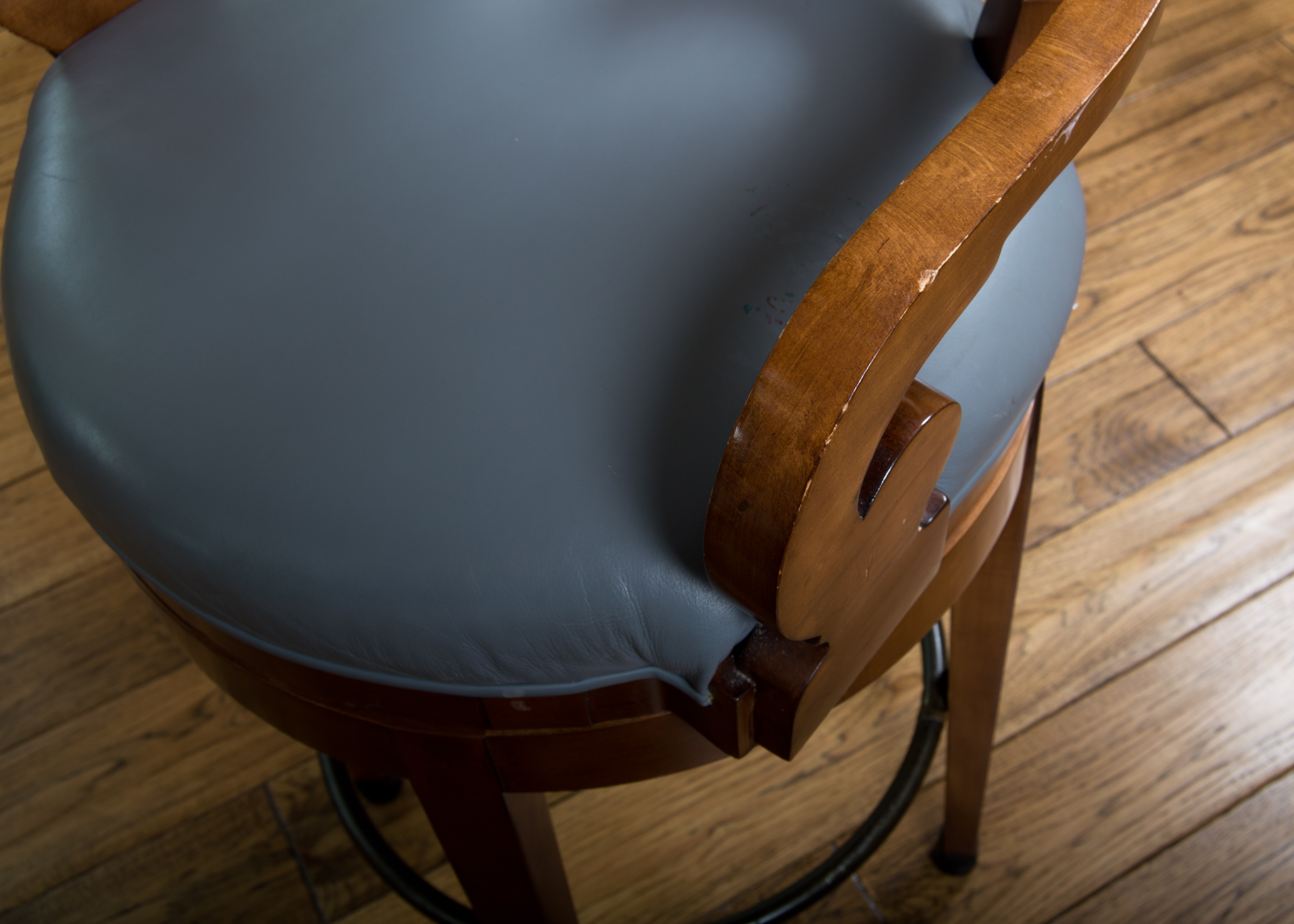 Swaim Swivel Arm Bar Stools with Leather Seats - Set of 4