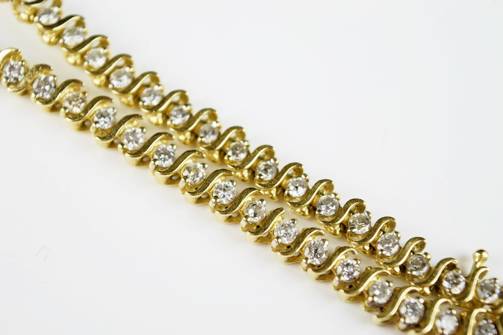 14K Yellow Gold and Diamond Tennis Bracelet