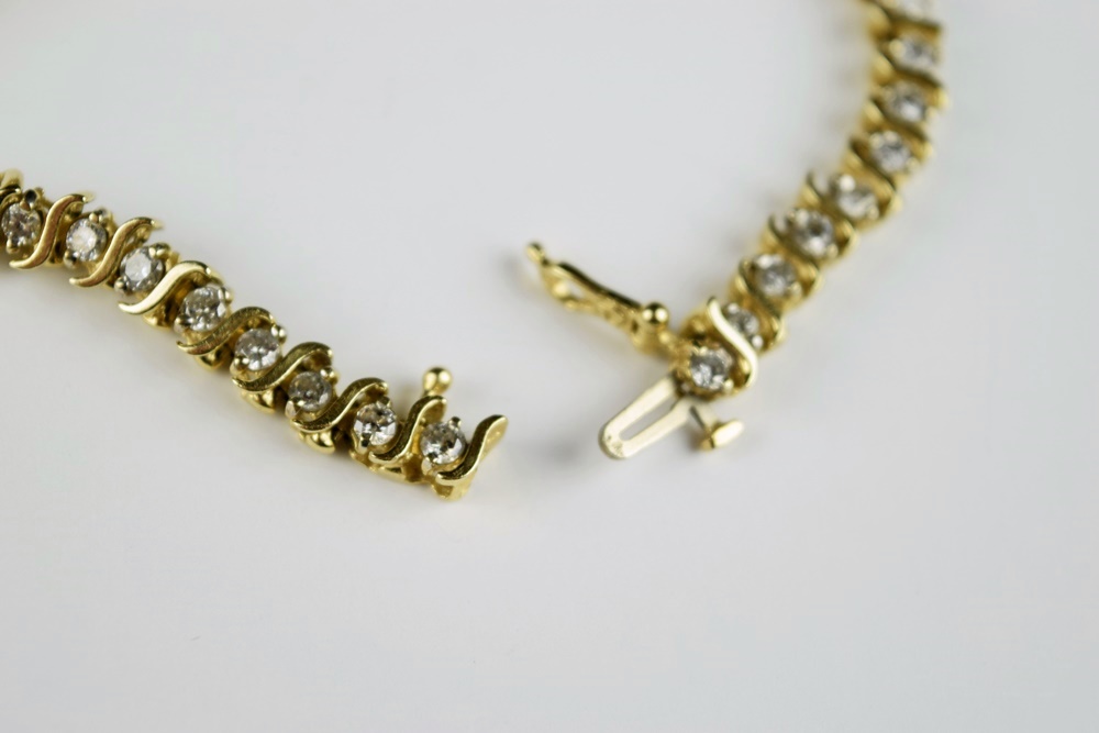 14K Yellow Gold and Diamond Tennis Bracelet