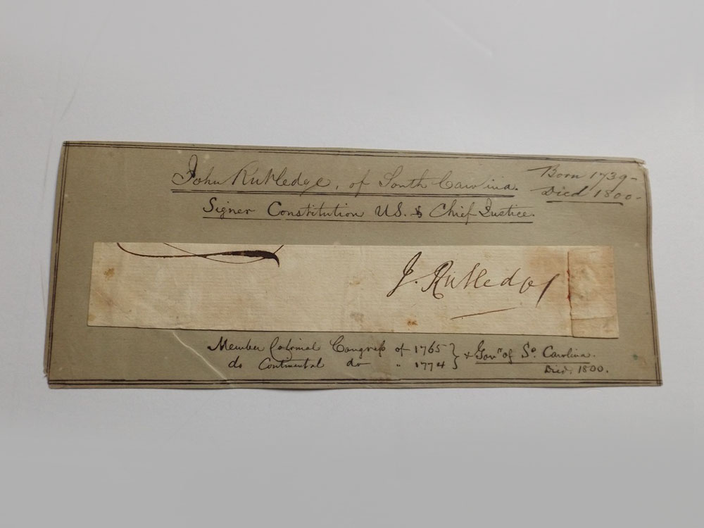 Signature of S.C. Gov. John Rutledge, Signer of U.S. Constitution