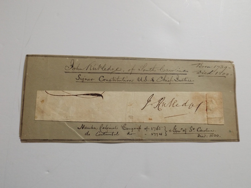 Signature of S.C. Gov. John Rutledge, Signer of U.S. Constitution