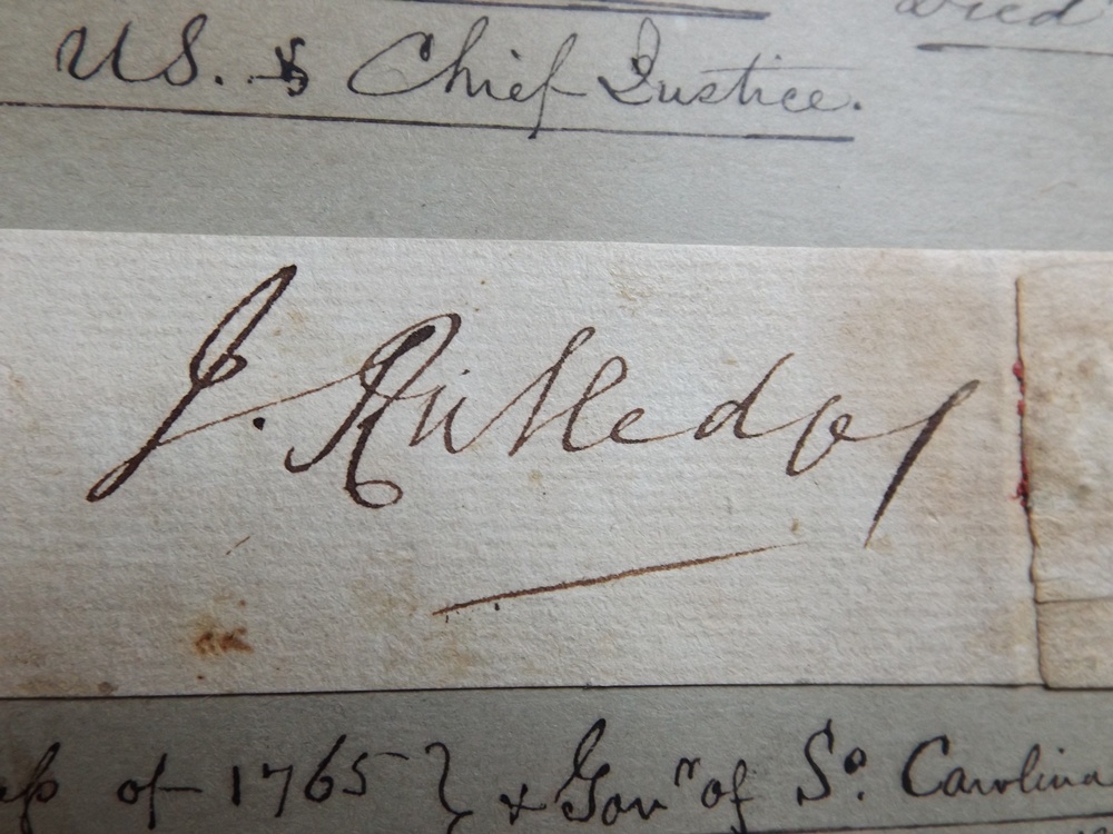 Signature of S.C. Gov. John Rutledge, Signer of U.S. Constitution