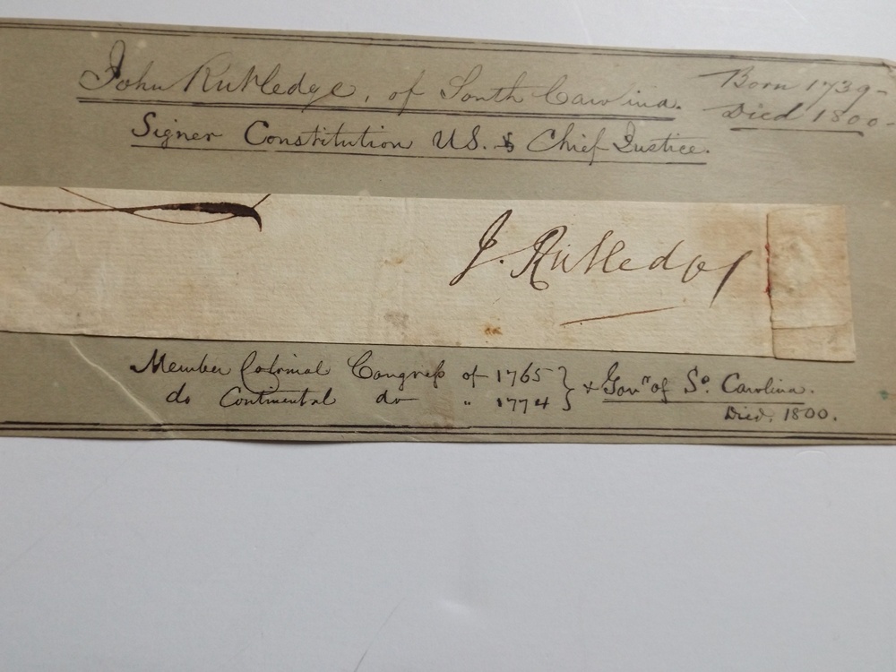 Signature of S.C. Gov. John Rutledge, Signer of U.S. Constitution