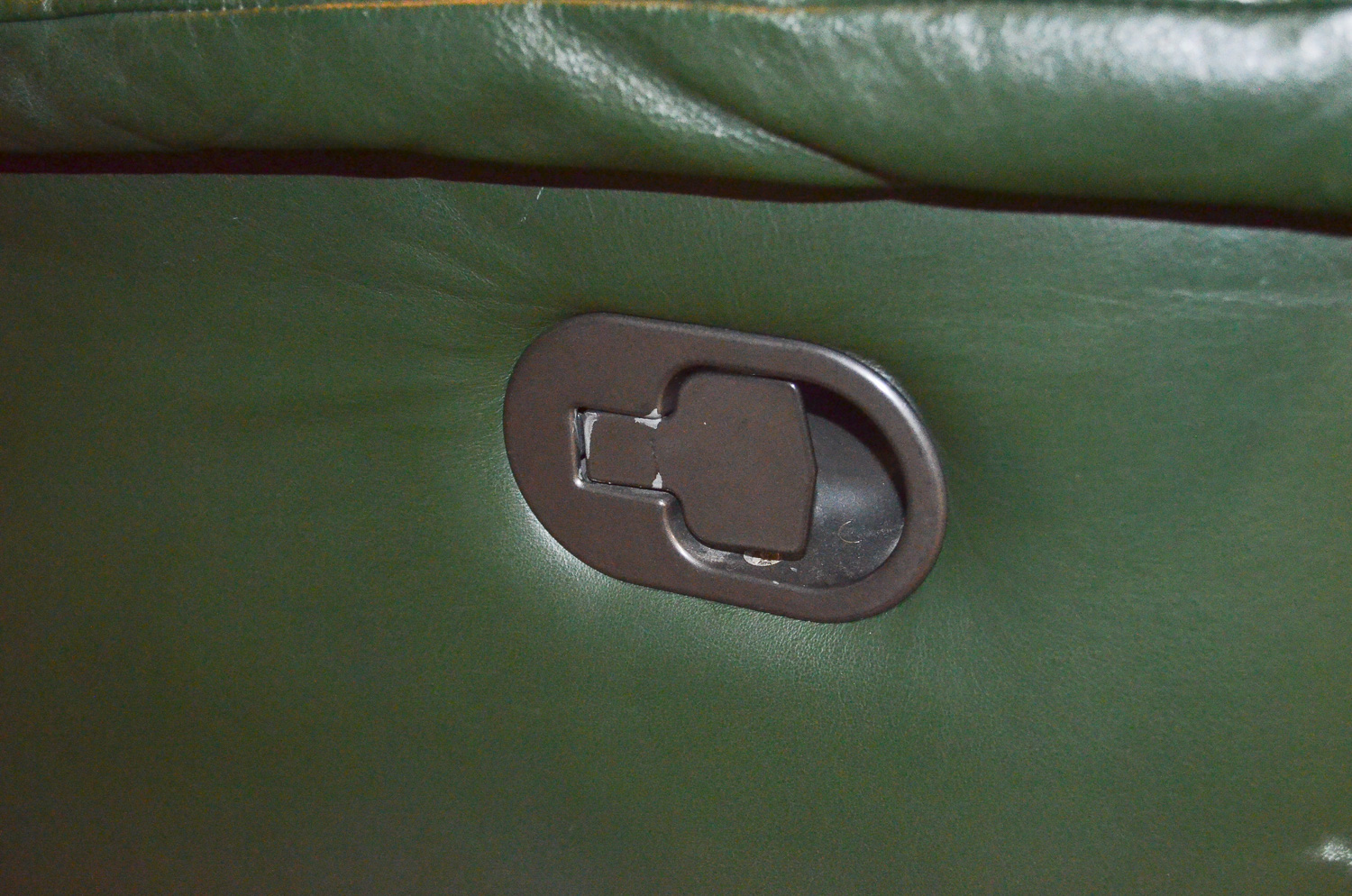 Natuzzi Dark Green Leather Swivel Rocker Recliner