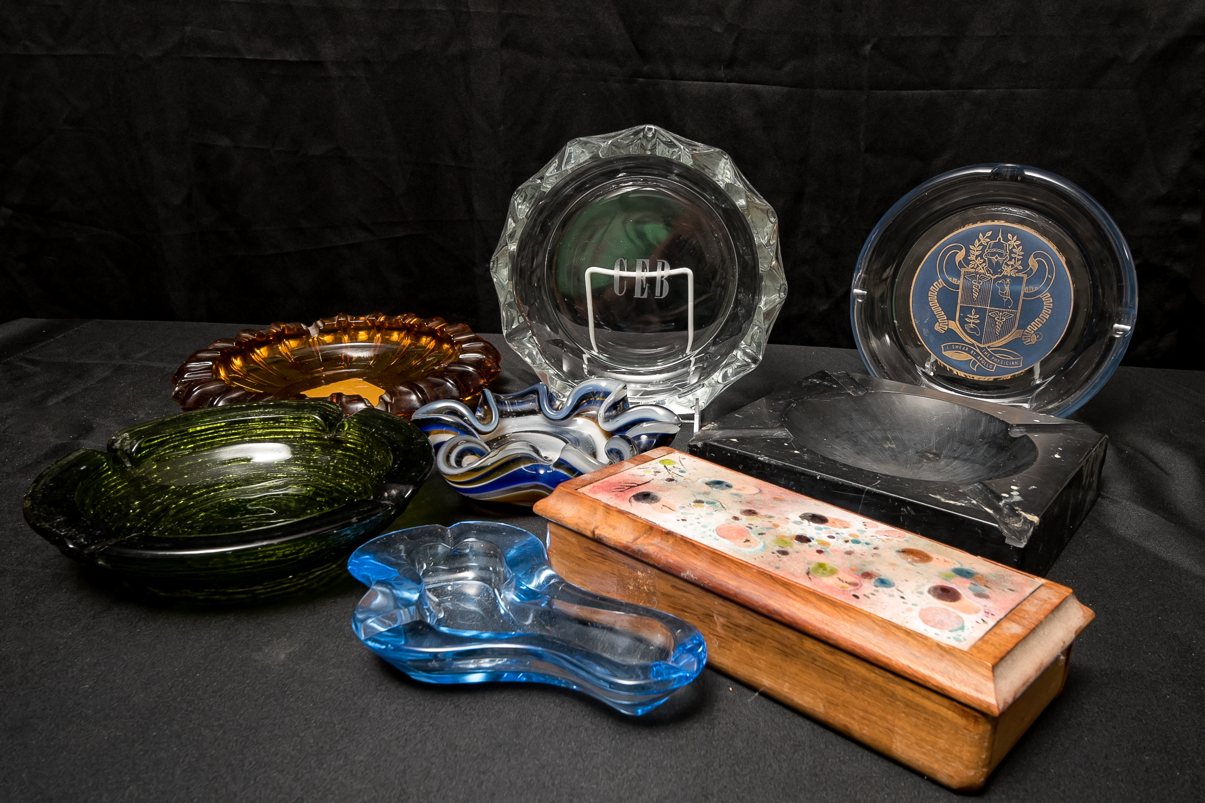 Vintage Ash Receivers and Cigarette Box