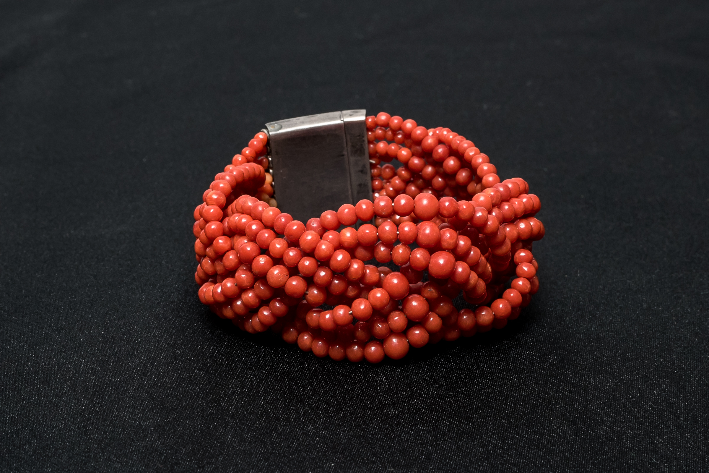Natural Coral Bracelet with Sterling Clasp and Oxblood Coral Ring