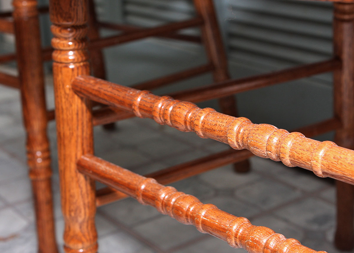 Four Oak Spindle Back Dining Chairs