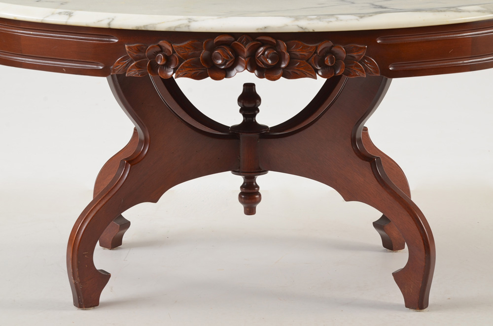Victorian Style Marble-Top Coffee Table