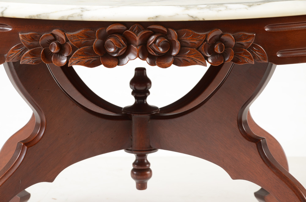 Victorian Style Marble-Top Coffee Table