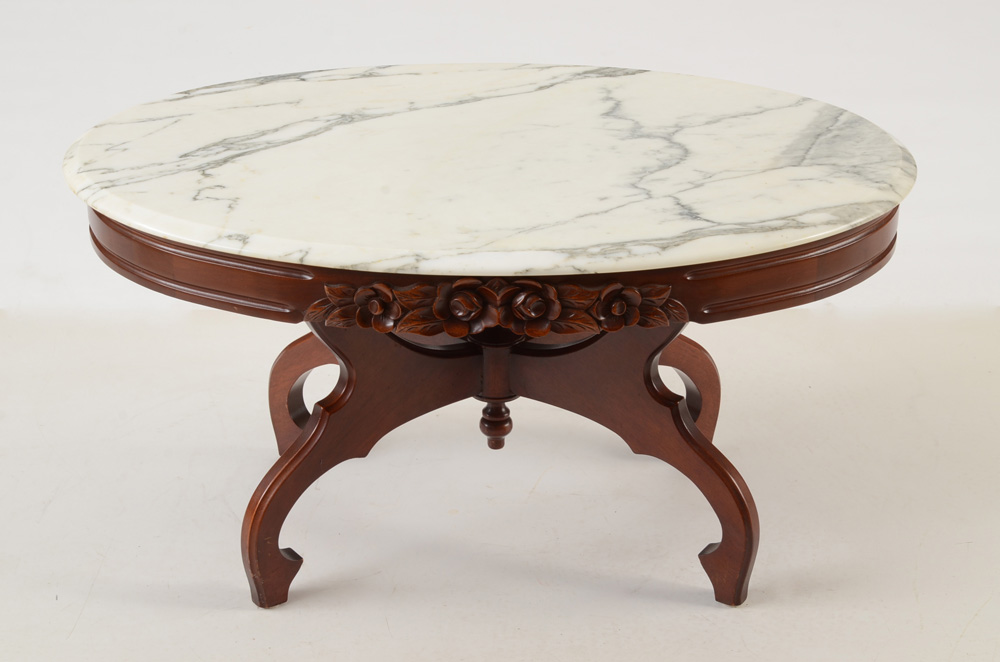 Victorian Style Marble-Top Coffee Table