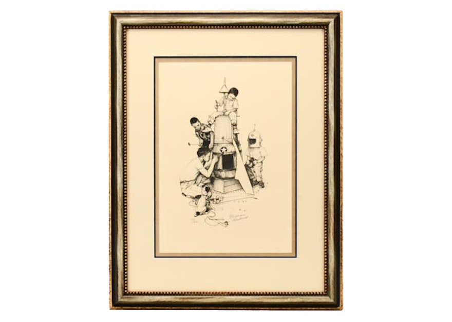 Norman Rockwell Limited Edition "Rocket Ship" Lithograph