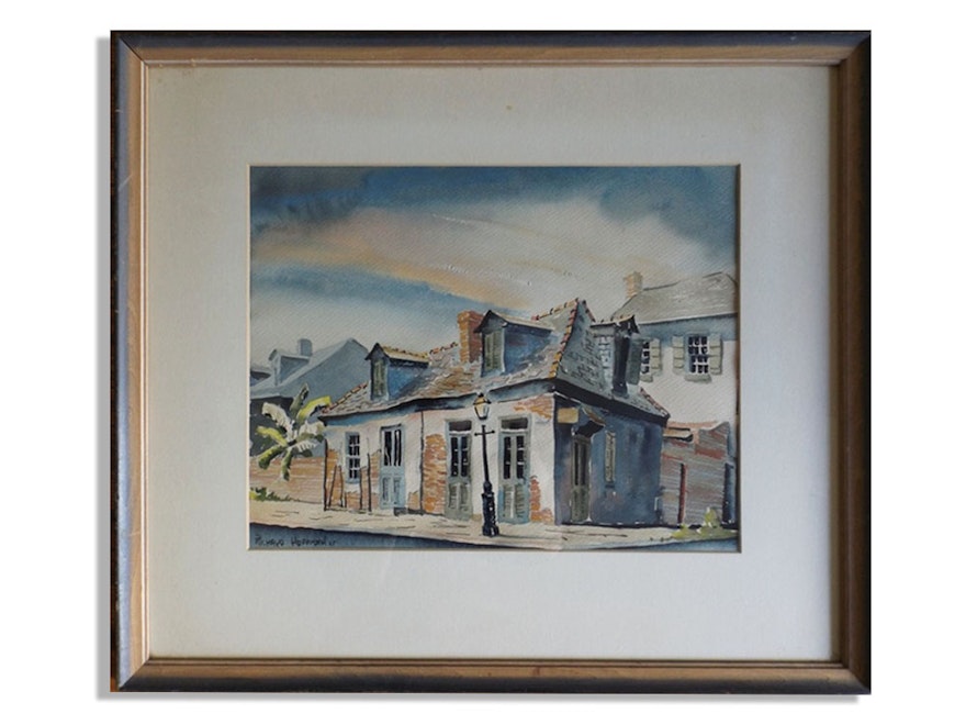 Original Signed Watercolor of New Orlean's French Quarter