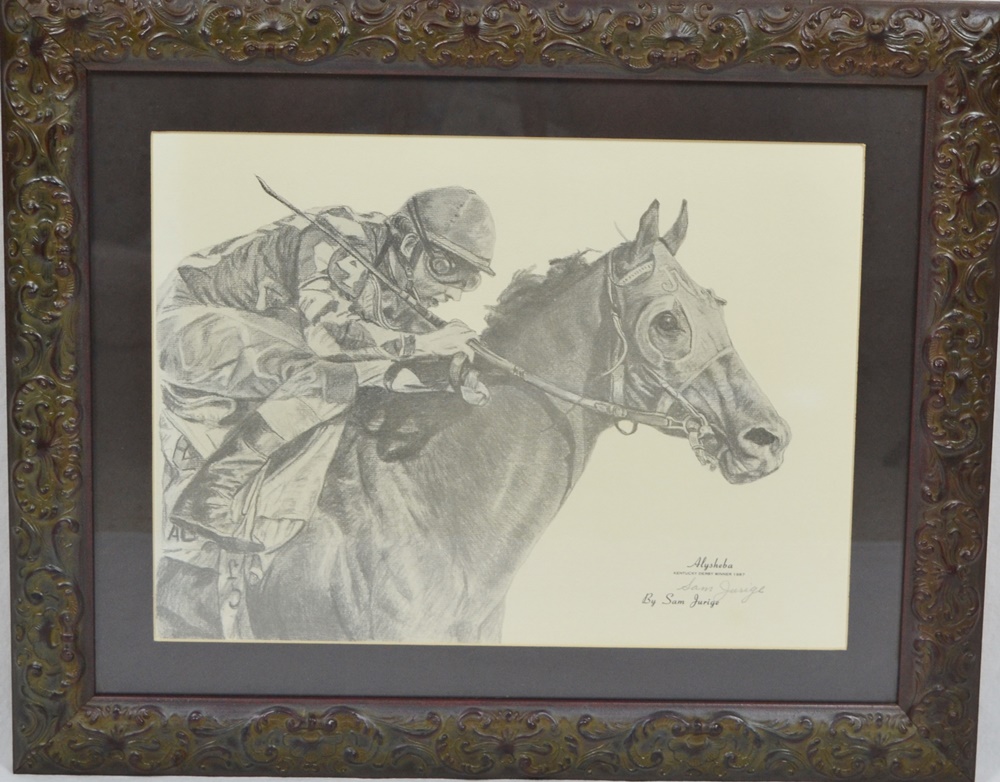 "Alysheba" Artist Signed Offset Lithograph After Sam Jurige