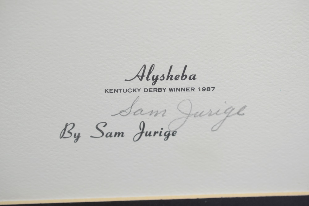 "Alysheba" Artist Signed Offset Lithograph After Sam Jurige