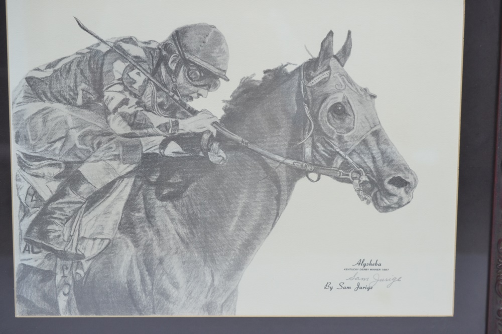 "Alysheba" Artist Signed Offset Lithograph After Sam Jurige