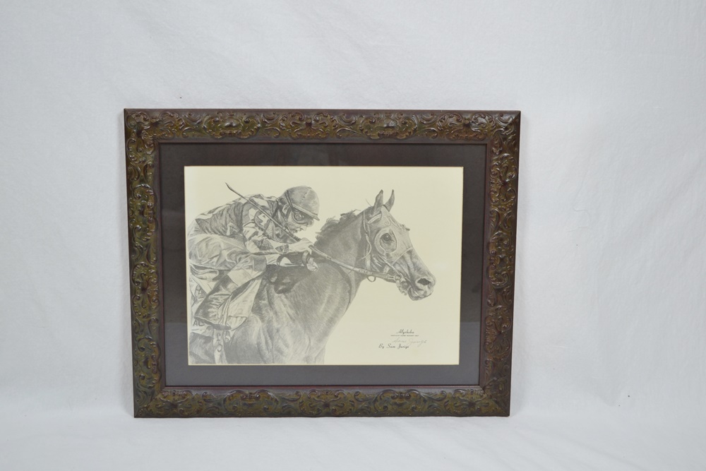 "Alysheba" Artist Signed Offset Lithograph After Sam Jurige