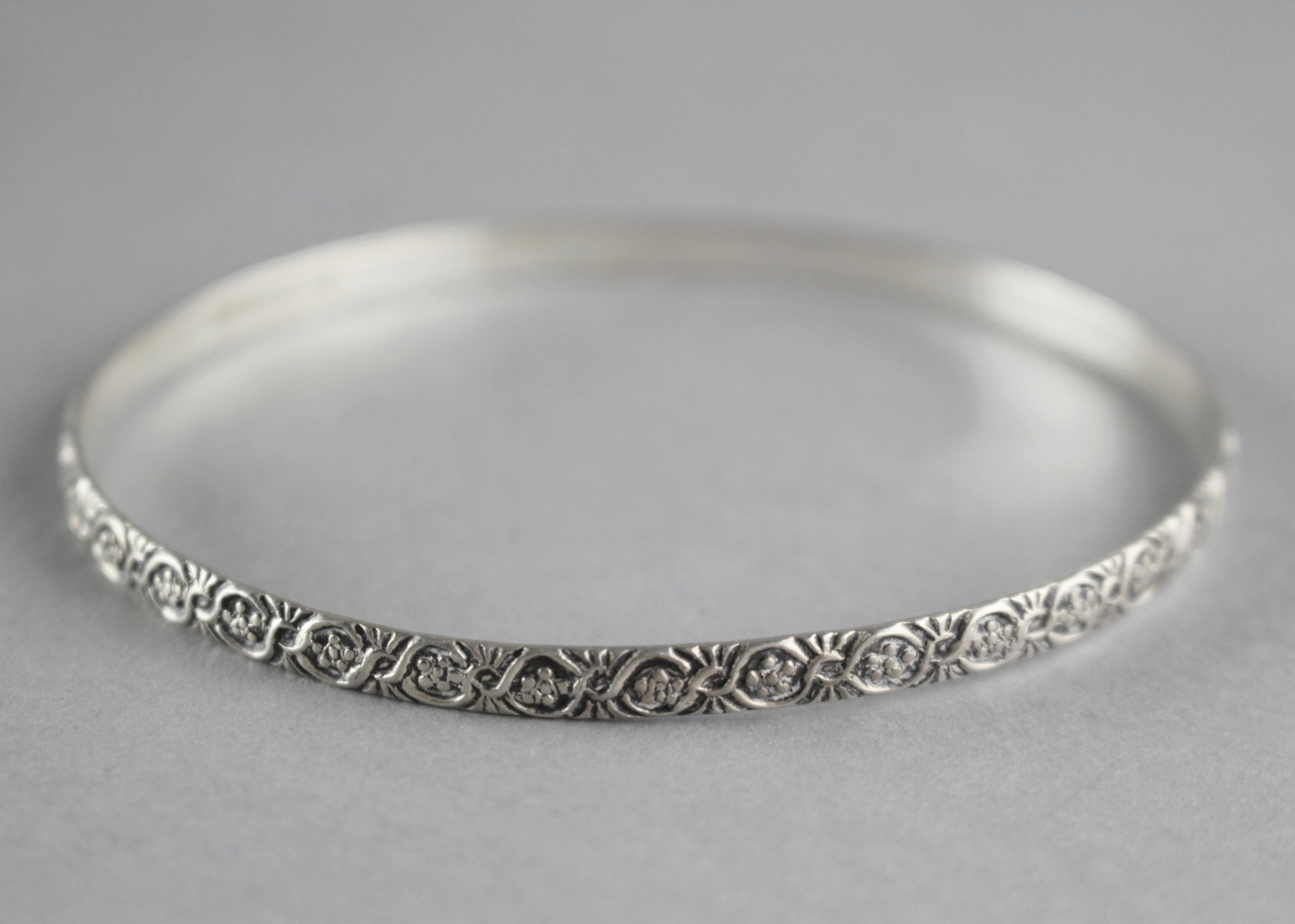 Danecraft Sterling Silver Floral Bangle Bracelet