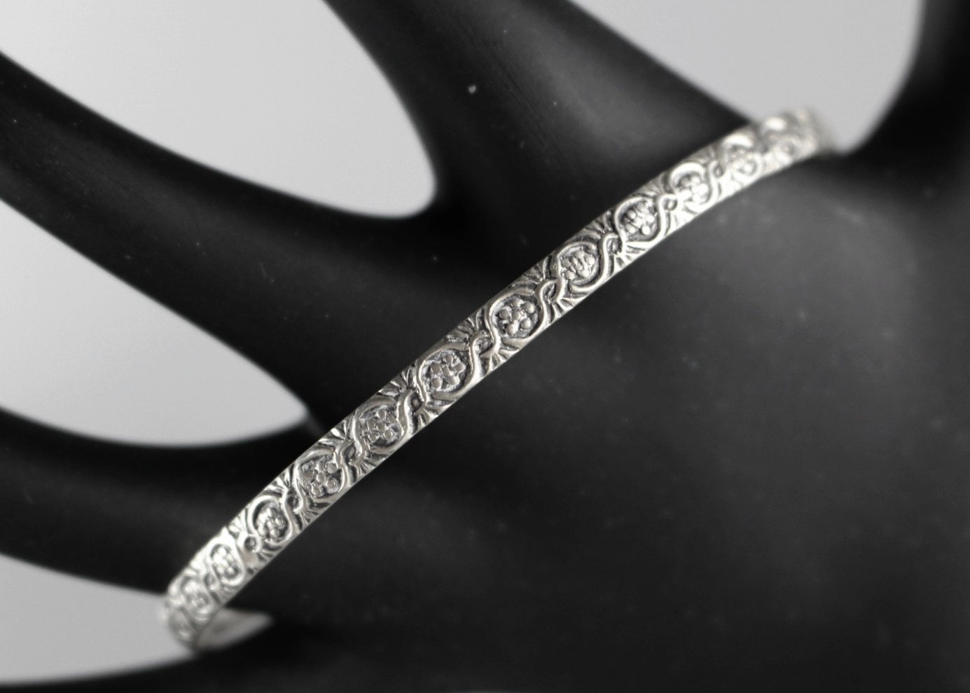 Danecraft Sterling Silver Floral Bangle Bracelet