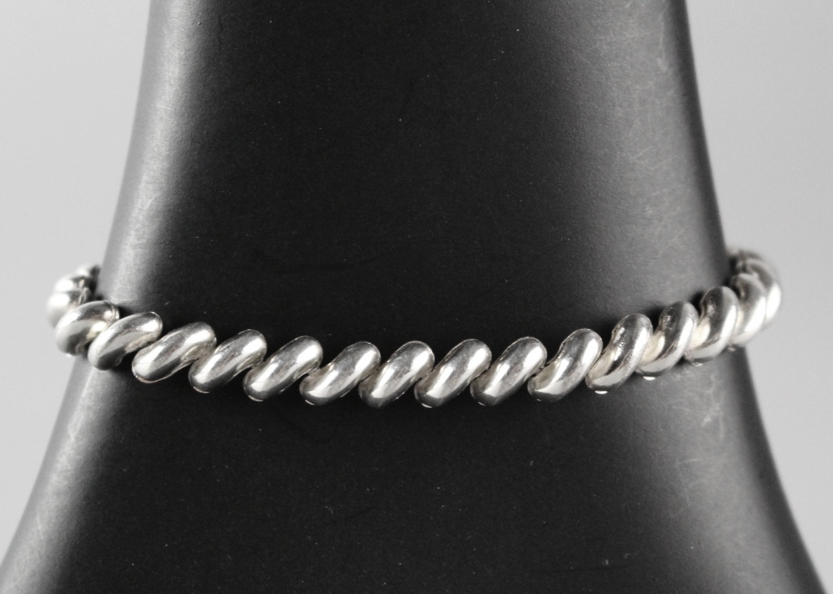 Sterling Silver Diagonal Link 7" Bracelet