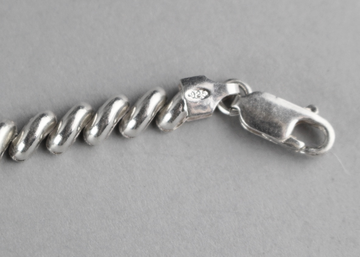 Sterling Silver Diagonal Link 7" Bracelet