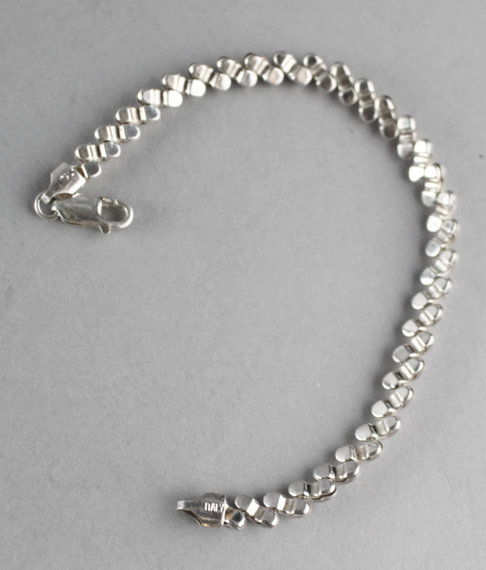 Sterling Silver Diagonal Link 7" Bracelet