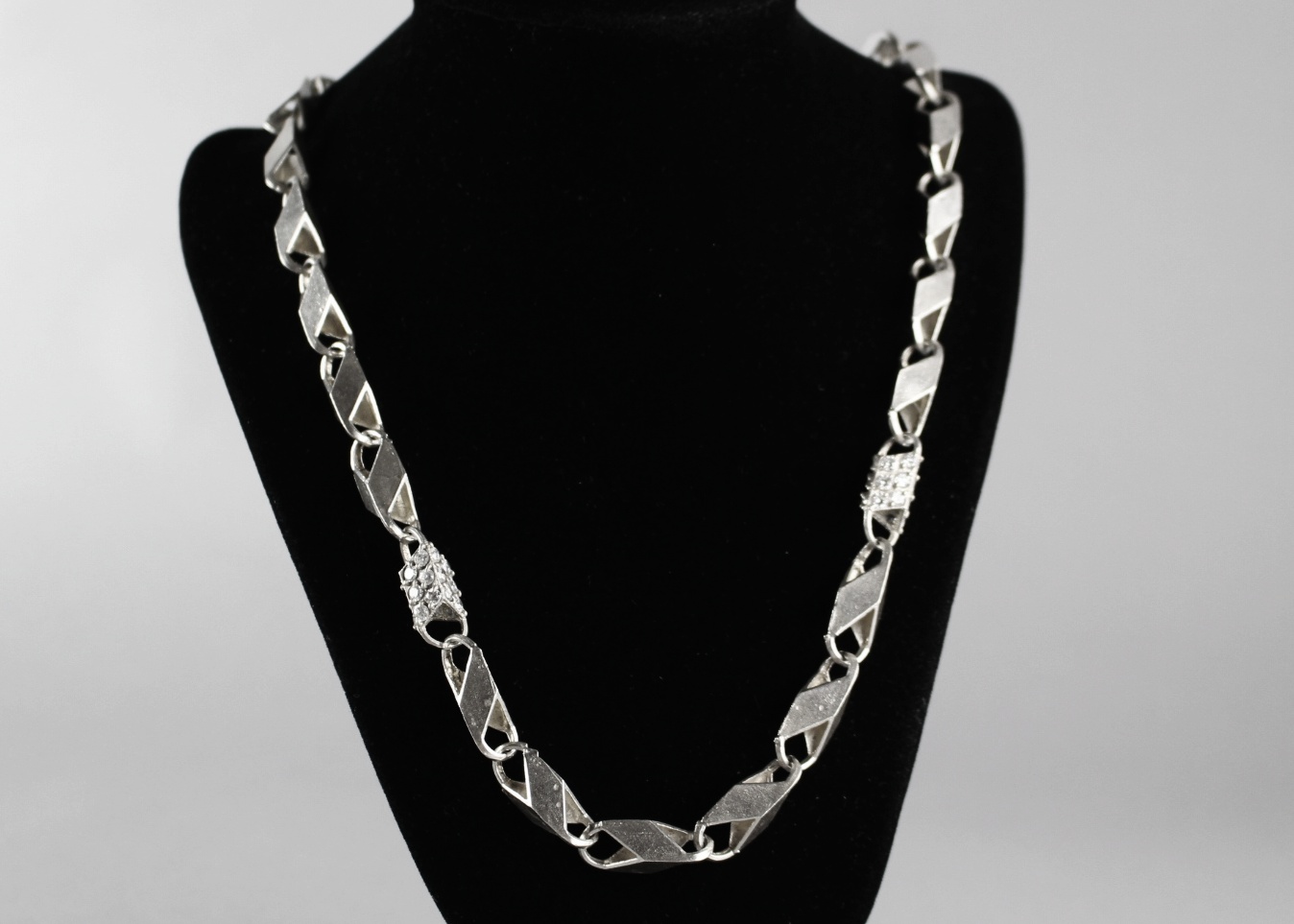 Unusual Ross Simons 25" Sterling Chain Studded w/ Cubic Zirconia