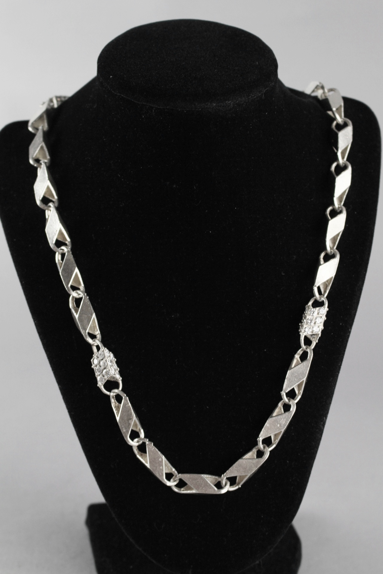Unusual Ross Simons 25" Sterling Chain Studded w/ Cubic Zirconia