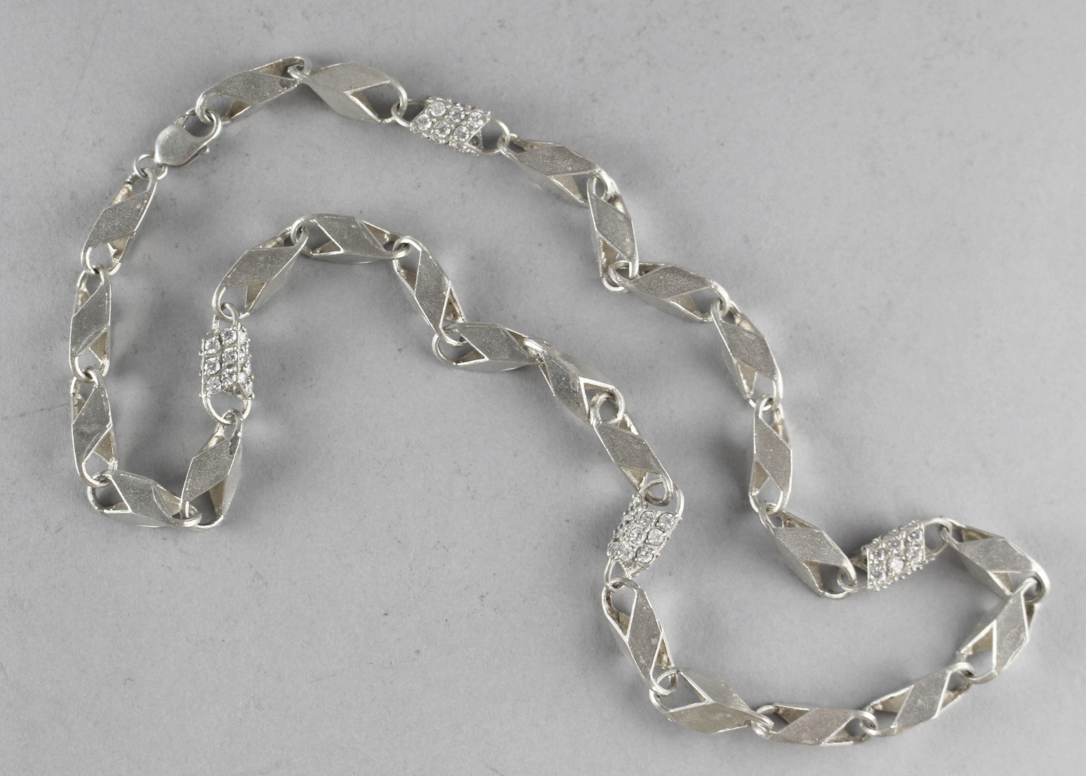 Unusual Ross Simons 25" Sterling Chain Studded w/ Cubic Zirconia