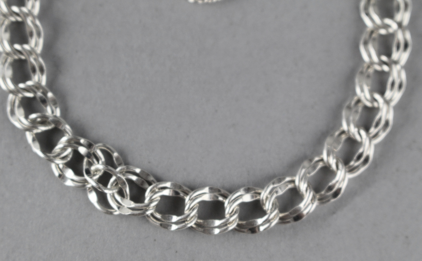 Sterling Silver Double Curb Chain 7" Bracelet