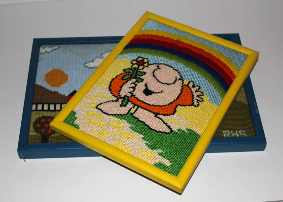 Two Vintage Framed Needlepoint Panels