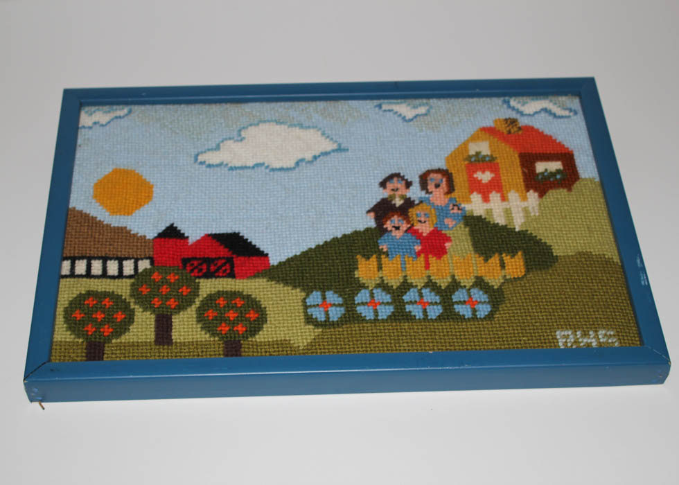 Two Vintage Framed Needlepoint Panels