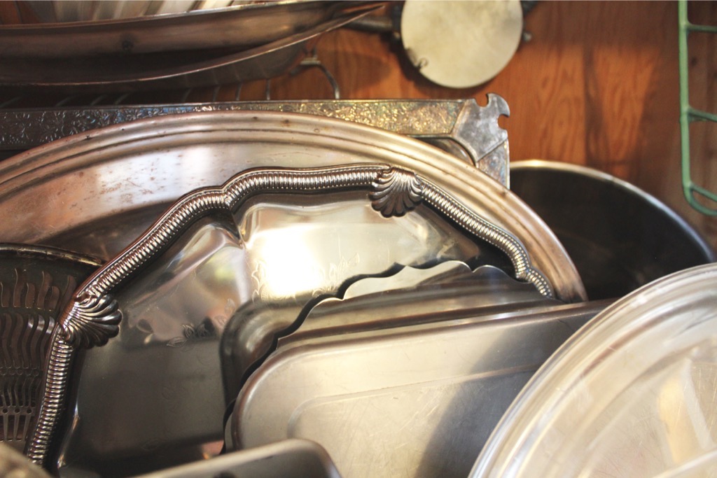 Large Collection of Vintage Silver Plate Items and Cookware