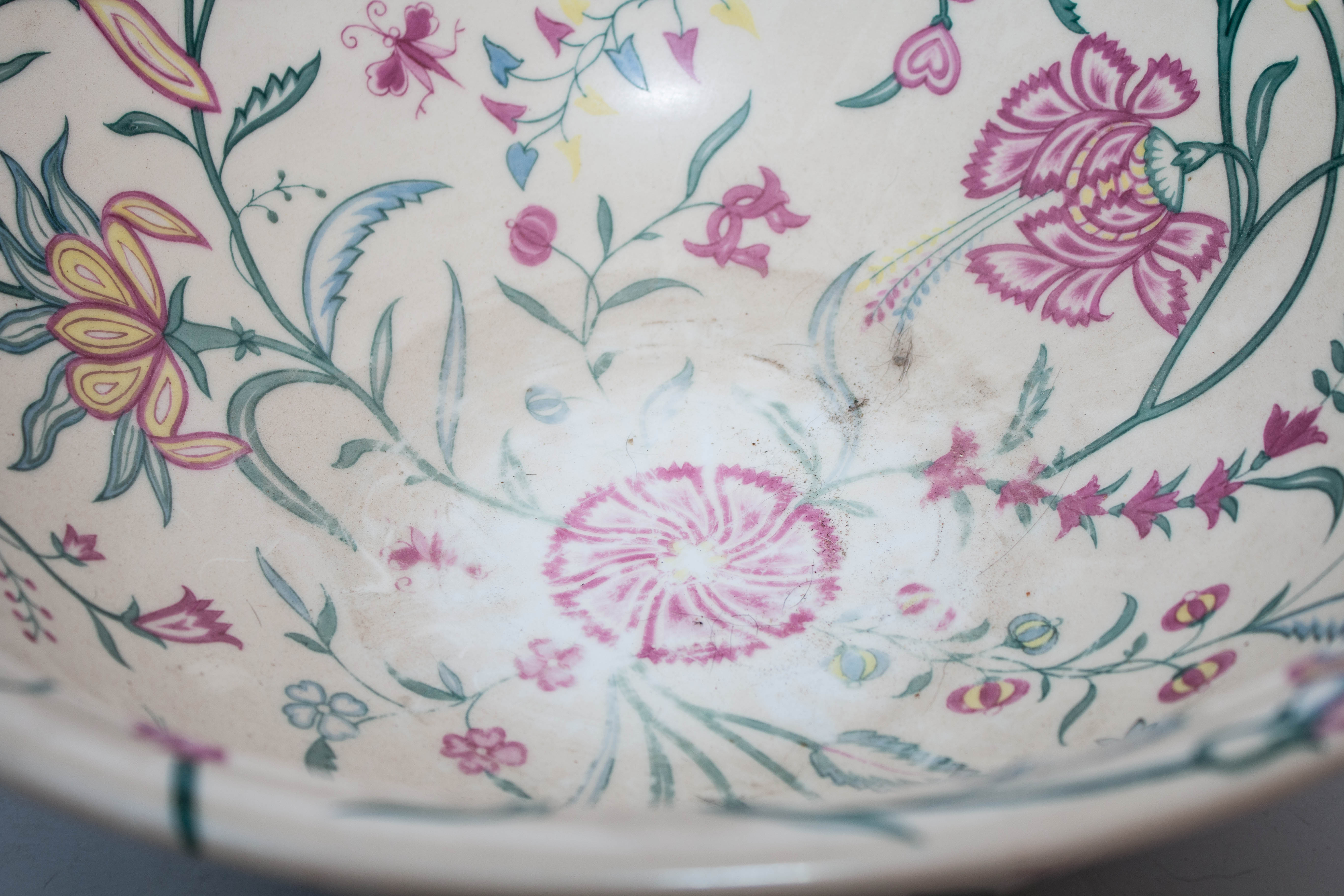 Ceramic Floral PItcher and Bowl