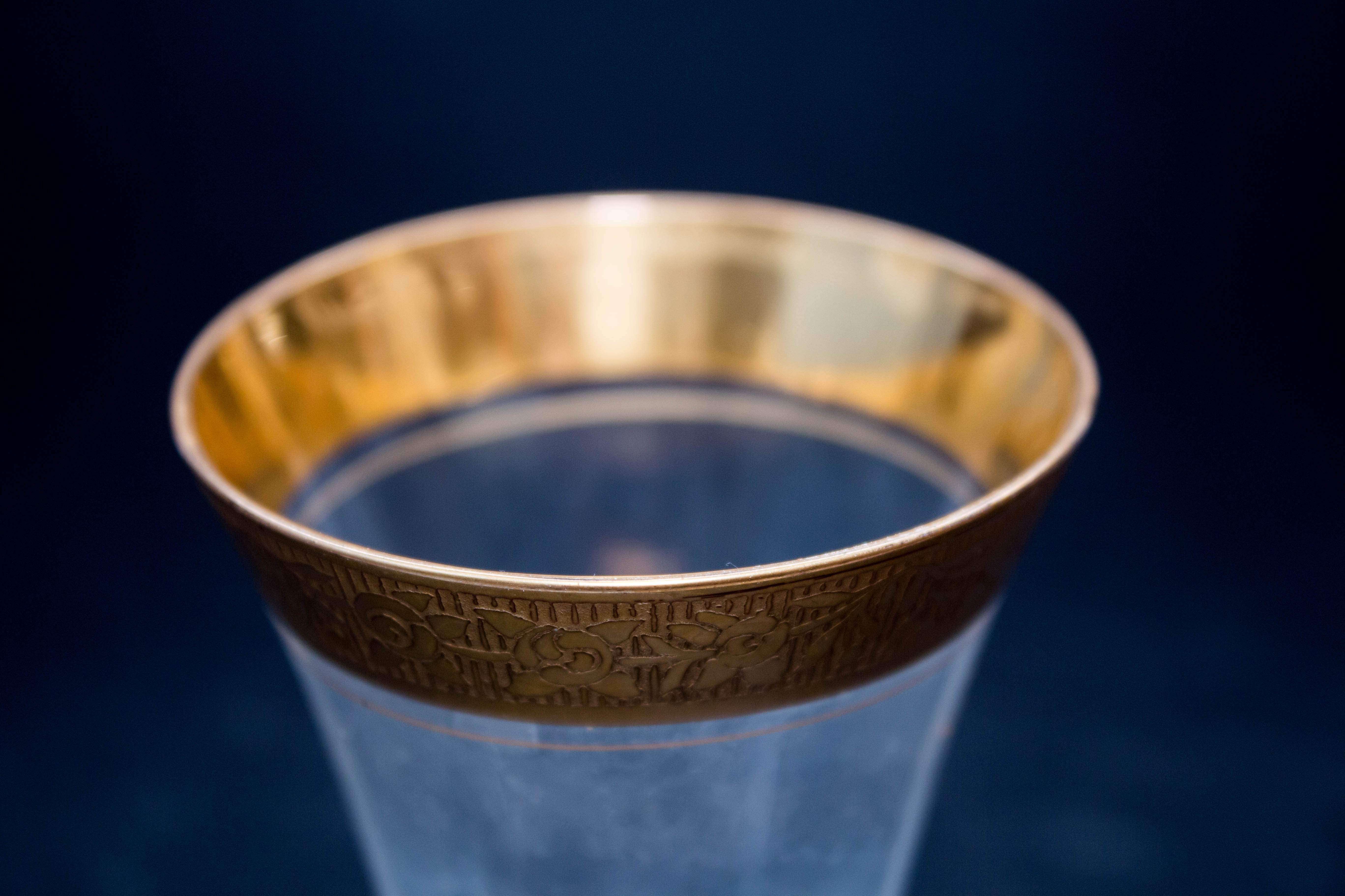 Trio of 24K Gold Rimmed Brandy Glasses