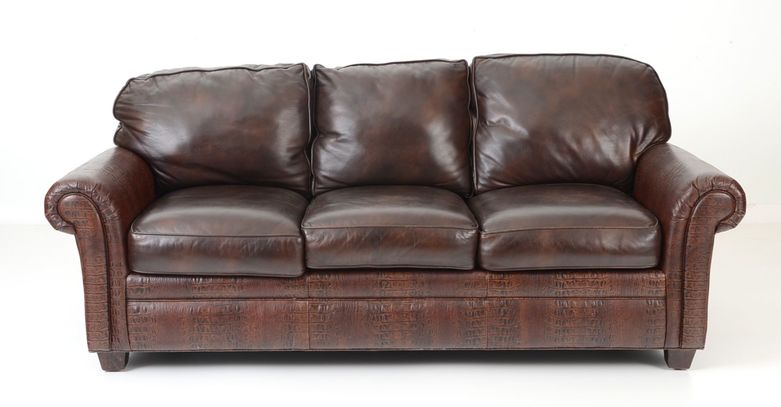 Hancock & Moore Alligator Embossed Leather Sofa