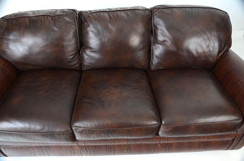 Hancock & Moore Alligator Embossed Leather Sofa