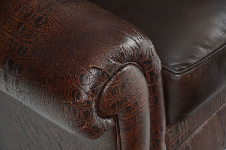 Hancock & Moore Alligator Embossed Leather Sofa