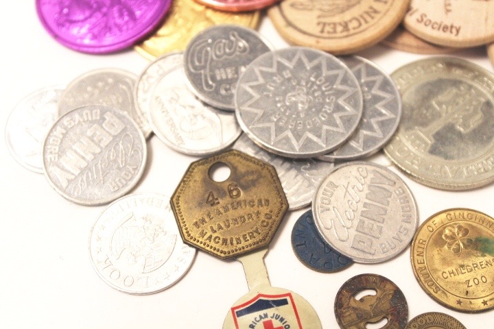 Vintage and Antique, Tokens, Pins, and Coins