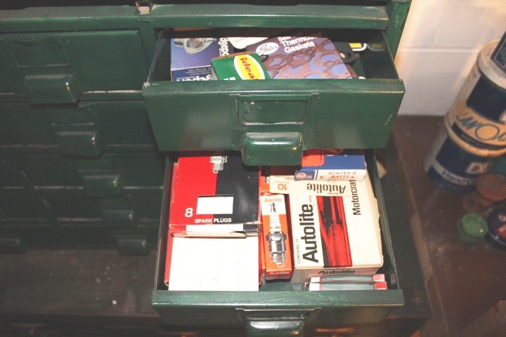 Antique Metal Shop Drawers