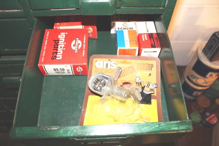 Antique Metal Shop Drawers